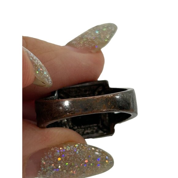 Fashion Jewelry Women’s Ring 6 Faux Square Black Princess Cut Faceted Crystals - Picture 12 of 17